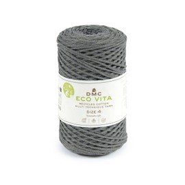DMC Eco Vita 4, Dark Grey Crochet Knitting Macrame Yarn, 250g