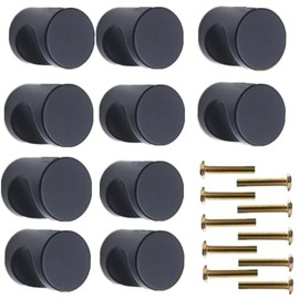 Forwind Cabinet Knobs 10 Pack 0.75"Diameter Round Matte Drawer Dresser Single Hole Solid Door Knob Pull Handle Knobs for Wardrobe Drawer Cabinet Home Kitchen Hardware (Matte Black)