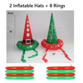 Generic 10 pcs Christmas Inflatable Ring Toss Game, Hat Ring Toss Game Set Party Decor