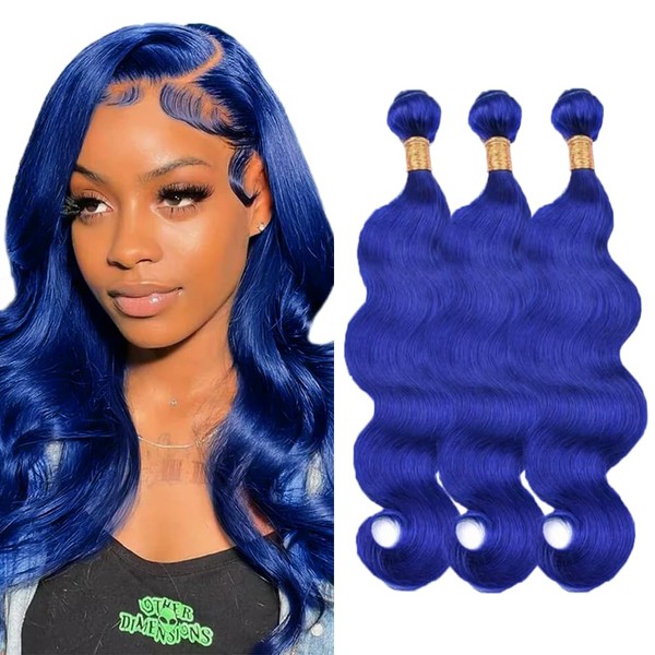24 26 28 Inch Pure Blue Body Wave Human Hair