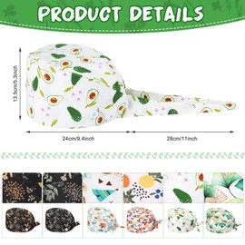 Geyoga 6 Pcs Bouffant Scrub Caps Working Surgical Cap Nurse Hats with Buttons and Sweatband Adjustable Tie Back Hat Women Men (Chic)