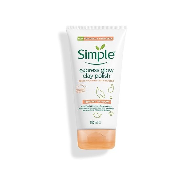 Simple Protect 'N' Glow Express Glow Clay Polish Cleanser leaves