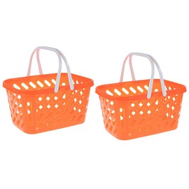 NUOBESTY 2pcs Pretend Play Grocery Basket Mini Toy Shopping Basket with Handles Kitchen Pretend Play Storage Basket for Kids