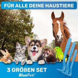 Bluepet® 3 Sizes Set Tick Hook Tick Remover for Dog, Cat & Horse | Tick Lever for Tick Protection | Supplement to Tick Tongs, Tick Collar, Tick Agent, Tick Tweezers, Bestseller, set of 3 blue