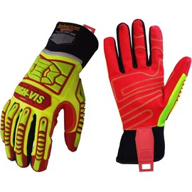 Seibertron HIGH-VIS HRIG Anti Impact Work Gloves Hi-Vis Oil and Gas Water Resistant Safety Heavy Duty Utility Mechanic Rigger Glove with TPR Protection Yellow Red S