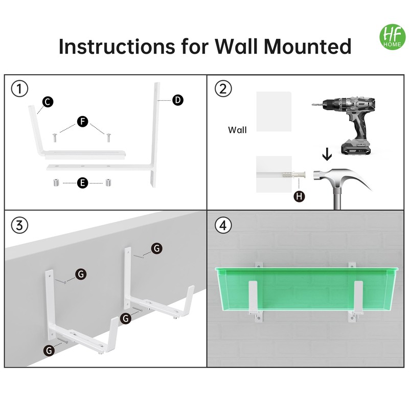 HFHOME 4 PCS Adjustable Planter Box Brackets (6 to 12.5