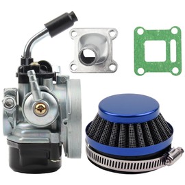 Power Motor 19mm Carburetor Water Cooled Carb with Intake Manifold Air Filter Kit Replacement for 2 Stroke 37cc 49cc 50cc 80cc ATV Quad Mini Pocket Dirt Pit Bike-Blue