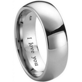 BESTTOHAVE Mens Titanium Wedding Engagement Engraved With I Love You Band Ring -Unisex - Size Z