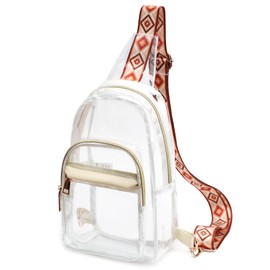 TINYAT Women's Clear Bag, Body Bag, Stadium Approved, Waterproof, PVC, Crossbody Bag, Mini Shoulder Bag, Multifunctional, Crossbody Bag, For Outdoor Activities, Concerts, Travel, Work, white/T7004