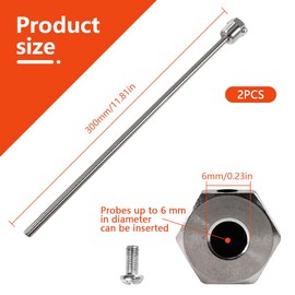 2 pieces 8 x 300 mm stainless steel immersion sleeve, 1/2 inch probe made of 304 stainless steel with locking screw, RTD PT100 thread, immersion protection pipes for thermocouples, protective tube for
