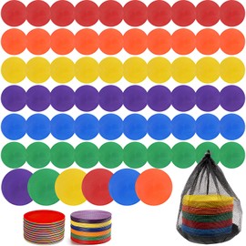 60 Pcs Poly Vinyl Spot Markers, 6 Inch Rubber Floor Dots, Non Slip Agility Markers Flat Field Cones for PE Gym Classes, Classroom Activities and Games, Soccer Basketball Sports Speed Agility Training