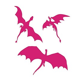 Overly Attached Decals 3 Dragons Flying Vinyl Decal for Car Truck Glass Window Laptop Electronics - 4" Hot Pink