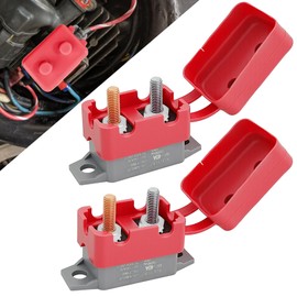 Rebvugr 2PCS DC 12V - 24V Automatic Reset Circuit Breaker with Cover Stud Bolt, 12V 40A Circuit Breaker Automatic Reset for Battery Chargers, Trucks, Electric Cars, Car Engines and More (40 Amp)