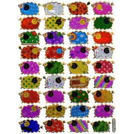 Colourful Sheep Wool Animals Sticker (36 Pieces) 1 Sheet 135 mm x 100 mm Sticker Craft Party Metallic Look