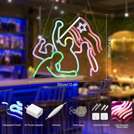 Donald Trum Fight Fight Fight, Neon Signs Led Neon Lights for Wall Decor Neon LED Signs Room Neon Light Up Signs Home Decorfor Bedroom Led Sign USB Powered Neon Signs for Wall Decor Dimmable for Christmas Thanksgiving Birthday Party Girls Gifts with Dimm