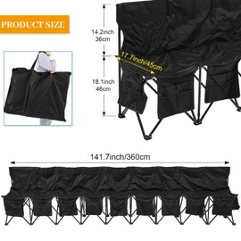 Wonderjune Portable 9 Seat Soccer Bench Chairs Foldable Team Sports Bench with Pockets and Carrying Bag for Sports Team Camping Soccer Basketball Football Practice Games