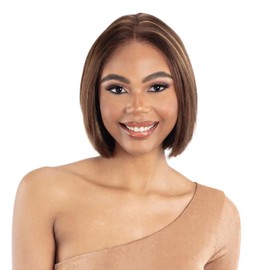DREAMWEAVER ModelModel Human Hair HD Lace Front Wig Dream Weaver Glueless 5" Center Part Straight 10" (NATURAL/BLACK)
