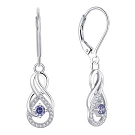Starchenie Infinity Hoop Earrings, Women's Earrings 925 Silver, Dangling earrings with 3A Cubic Zirconia Birthstone for Women, Sterling Silver, Cubic Zirconia