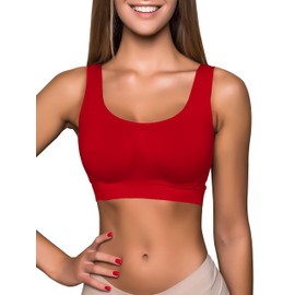 Love My Fashions® Padded Sports Bras Women 1 and 3 Pack Super Comfort Seamless Bralette Wireless Sleep Yoga Workout Bra for Ladies Red