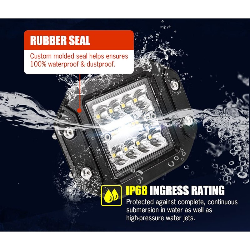 LIGHTFOX 2 PCs Flush Mount LED Pods 5 Inch 30°
