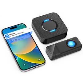 WiFi Wireless Doorbell, Smart Doorbell Chime with Phone App Alerts for Home Classroom Office Room, 1300-ft Range, 32 Chimes & LED Flash, 5 Adjustable Volumes with Mute Mode, Real-Time App Notification