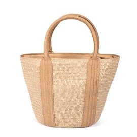 HEYO Beach Bag Women's Straw Handbag with Zip Summer Bag Shopper Bag Elegant Handbag, beige