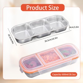 Vexilon Snack Box with Compartments, Snack Box, Reusable Stainless Steel Snackle Containers with Airtight Lids for Kids Adults, Stainless Steel Lunch Box for Kids for Fruit, Nut, School, Picnic, Work