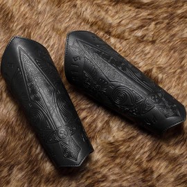Medieval Leather Bracers for Men Embossed Sword Viking Leather Bracers Leather Arm Armer Archery Arm Guard Wristband Gauntlet Costumes Accessories 1 Pair