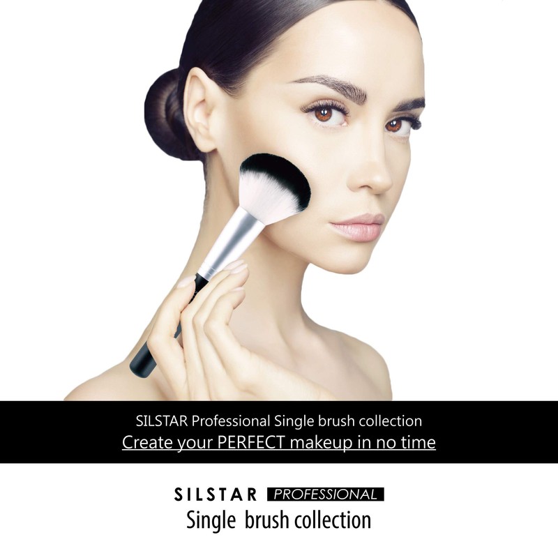 SILSTAR PROFESSIONAL ROUND ANGLED FOUNDATION BRUSH WITH HANDLE MADE OF