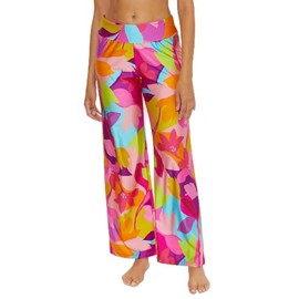 Trina Turk Women's Standard Lilleth Swim Pants, Casual, Wide Leg, Floral Print, Beach Cover Ups, Lileth (Multicolor), Large
