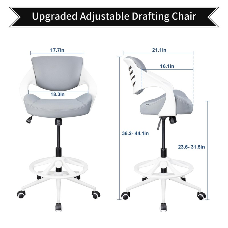 BOJUZIJA Tall Office Chair,Drafting Chair,Standing Computer Desk Chair with Foot