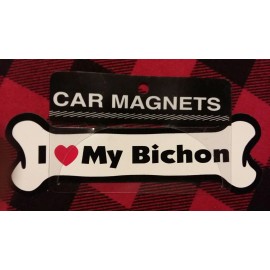 Imagine This Bone Magnet I love My Bichon Car refrigerator Proudly made in the USA