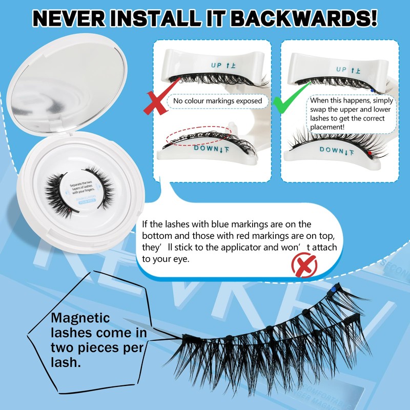 KevKev Magnetic Eyelashes Kit Natural False Eyelashes Magnetic Lash Applicator