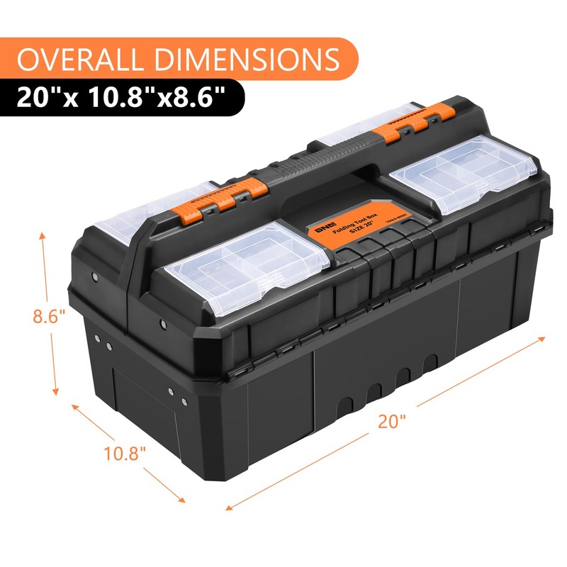 DNA MOTORING 2-Layer Lockable Tool Box Plastic Portable Storage Folding