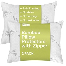 Cloud-Like Pillow Protectors with Zipper King Size - Breathable Cooling Pillow Covers for Hot Sleeprers - 100% Resistant to Stains, Dust & Dirt (White 2-Pack)