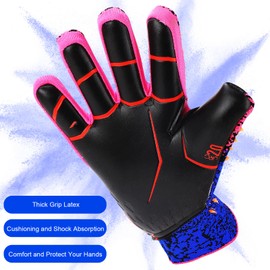 Keenso Soccer Goalie Gloves, Strapless Professional Goalkeeper Gloves for Youth, Grip Football Gloves with Size 8/9/10 for Adults and Kids Age 8-12 (NO.10)