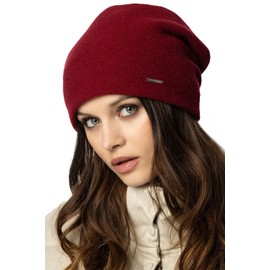 Vivisence Classic Women's Winter Woolen Hat Design Three Pleats for Added Comfort Insulated Lining Soft and Warm Wool Blend Warmth and Style in Cold Weather, Maroon,UNI