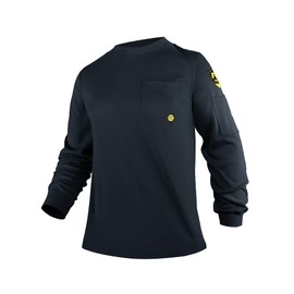 PTAHDUS FR Welding Shirts for Men Lightweight, 5.5oz Flame Resistant Shirts Long Sleeve CAT2/HRC2 100% Cotton for Summer(5.5oz Navy Blue,Large)