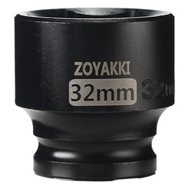 ZOYAKKI Shallow Impact Socket, SAE, 1/2 Inch Drive, 6 Point, Metric x 32 mm