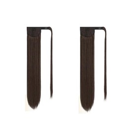 2 Extensiones de Cola de Caballo, Coleta Postiza, Coleta Postiza Lacio para Mujer, Pelo Simulado Mate de Alta Calidad, Resistencia al Calor (Marrón