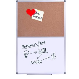 DexBoard 48 x 36 Inch Magnetic Dry Erase Cork Bulletin Combo Board, Wall Mounted Whiteboard & Corkboard Combination Board with Aluminum Frame