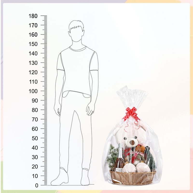 12 PCS Extra Large Cellophane Bags for Hampers, 30"X40" Hamper