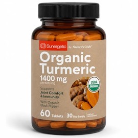 Suplemento de cúrcuma orgánico certificado USDA – Incluye cúrcuma orgánica y pimienta negra orgánica – 1.400 mg de cúrcuma por porción – 60 tabletas d