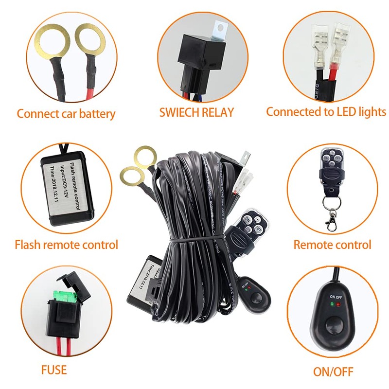 STDYSUN LED Work Lights Bar Remote Wiring Harness Kit 1