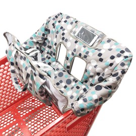 Portable 2-in-1 Grocery Cart Seat Cover and Baby Highchair Cover (Blue Polk Dot)