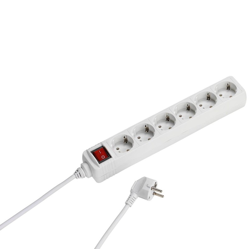 Vivanco ES6 W15 6-Way Power Strip with Switch 1.40 m