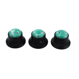 Guyker Top Hat Guitar Bass Potentiometer Control Knobs with 6mm Dia. Shaft Pots - 3PCS Zinc alloy Bell Speed Tone Volume Knob Replacement Part, (Green Top, black)