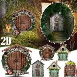 Jowxsx 2 Pcs Miniature Fairy Garden Door, Hand Painted Doors Believe Fairy House, That Open House, Garden Accessories for Home Outdoor Yard Tree Trunk, Yard Lawn Trees Decorat