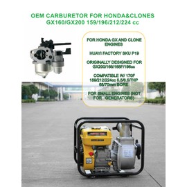 Huayi Carburetor P 19 Kit OEM P19 for Predator 212 cc Coleman Ct200u ex Bt200x Kt196 196cc 224cc Mb165 Mb200 6.5hp Mini Bike Snow Blower Pressure Washers 16100-ZH8-W61 for Honda GX160 Carburetor…