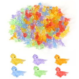 60pcs Mini Glow Lizard, Cute Resin Lizard Figure Miniature Landscape Decoration Luminous Tiny Resin Animals for Miniature Garden Landscape Dollhouse Potted DIY (6 Colors)